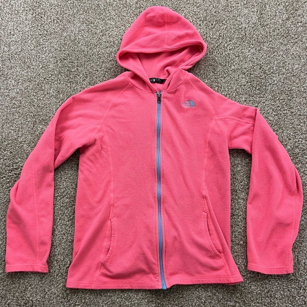 North Face Hooded Fleece Full Zip Girls XL